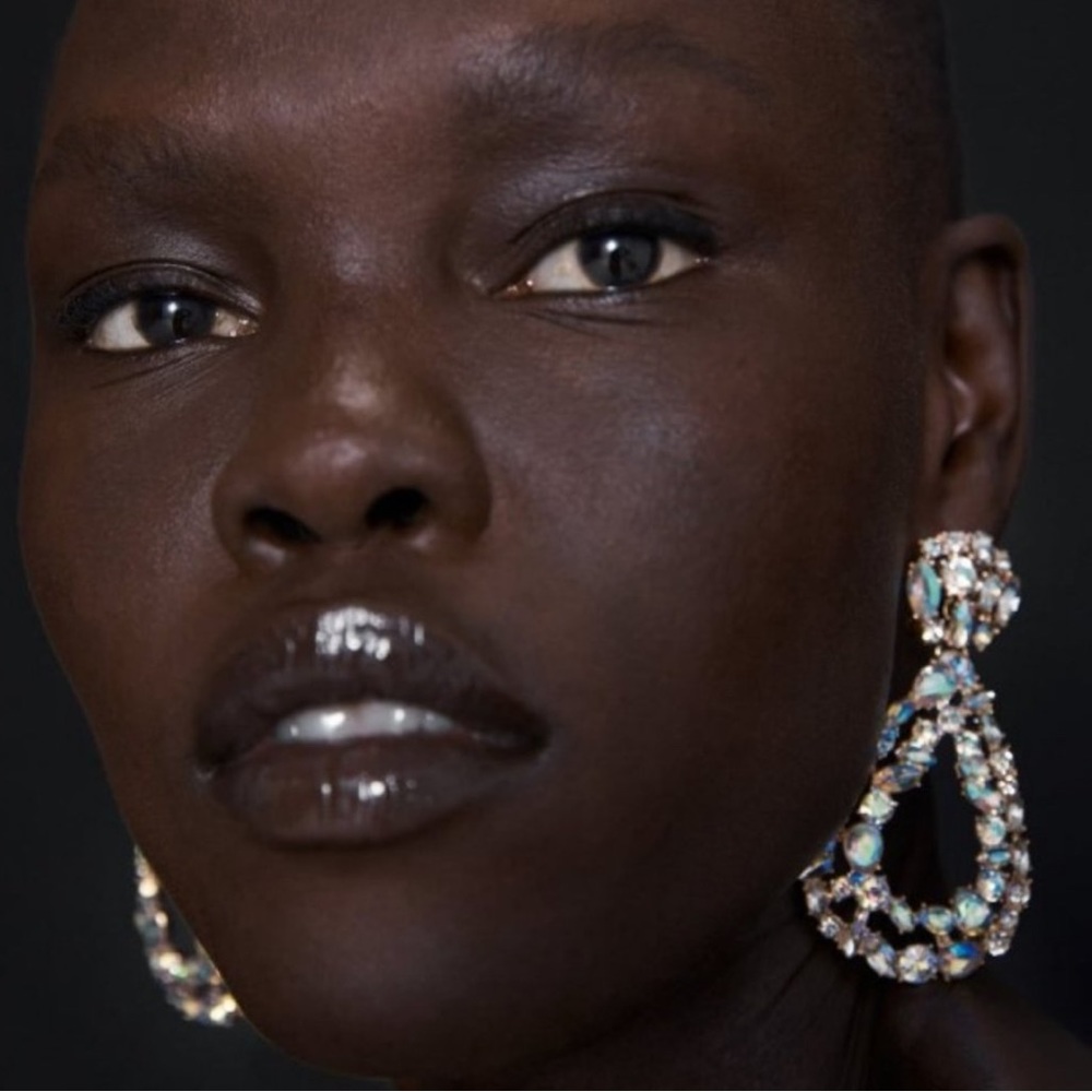 Iridescent Rhinestone Earrings - Picture 3 of 7